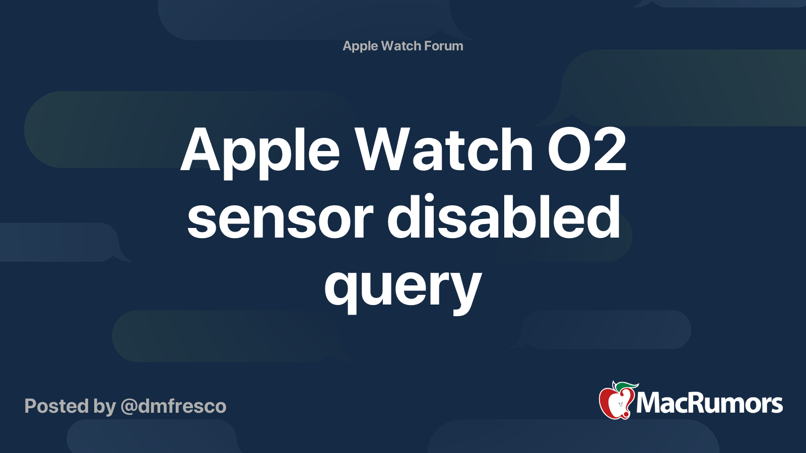 Apple Watch O2 sensor disabled query MacRumors Forums