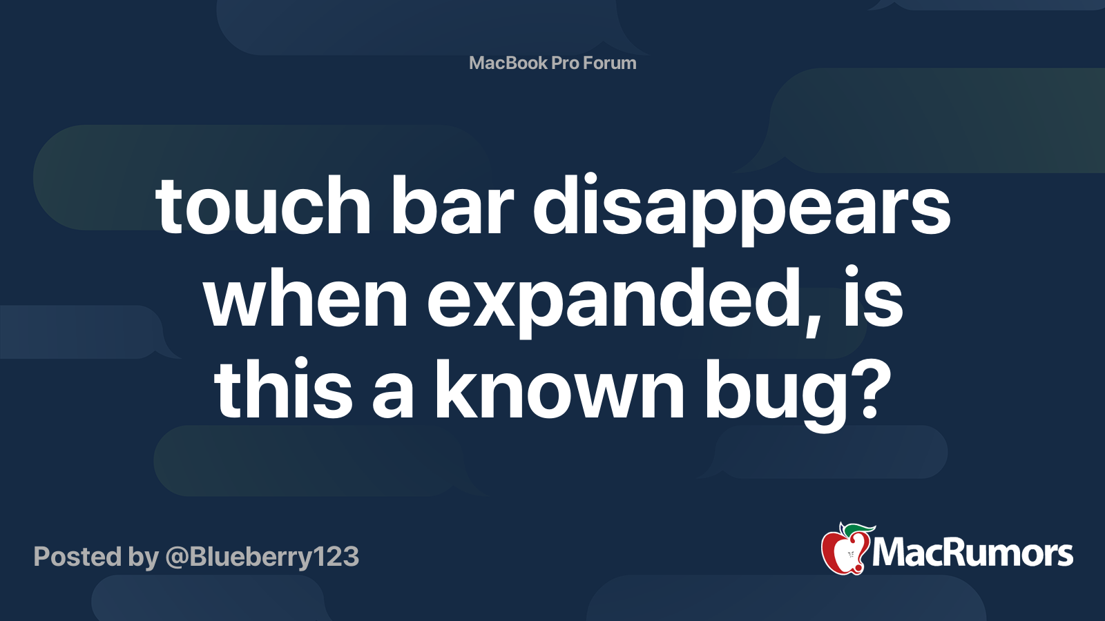 touch bar disappears when expanded, is this a known bug? MacRumors Forums