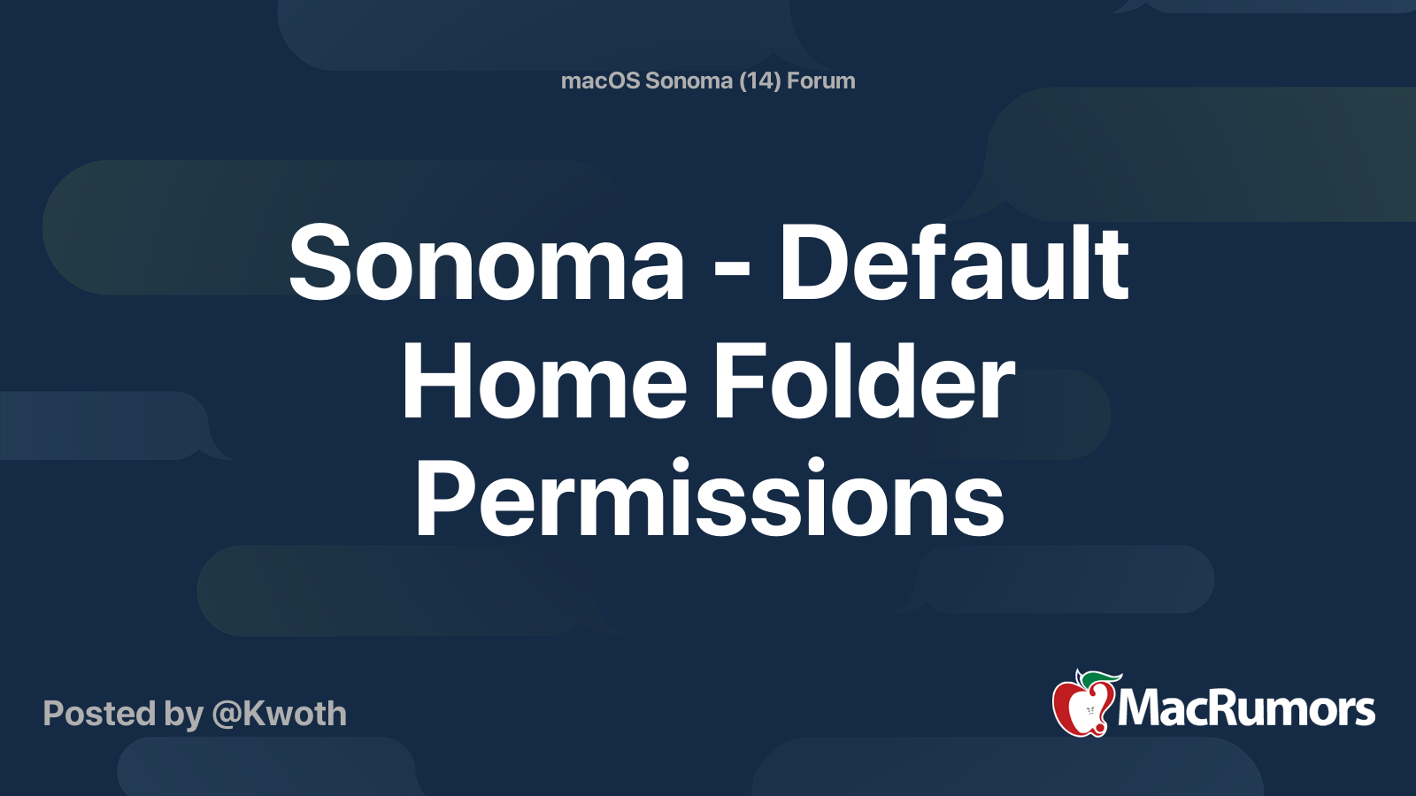 Sonoma - Default Home Folder Permissions | MacRumors Forums