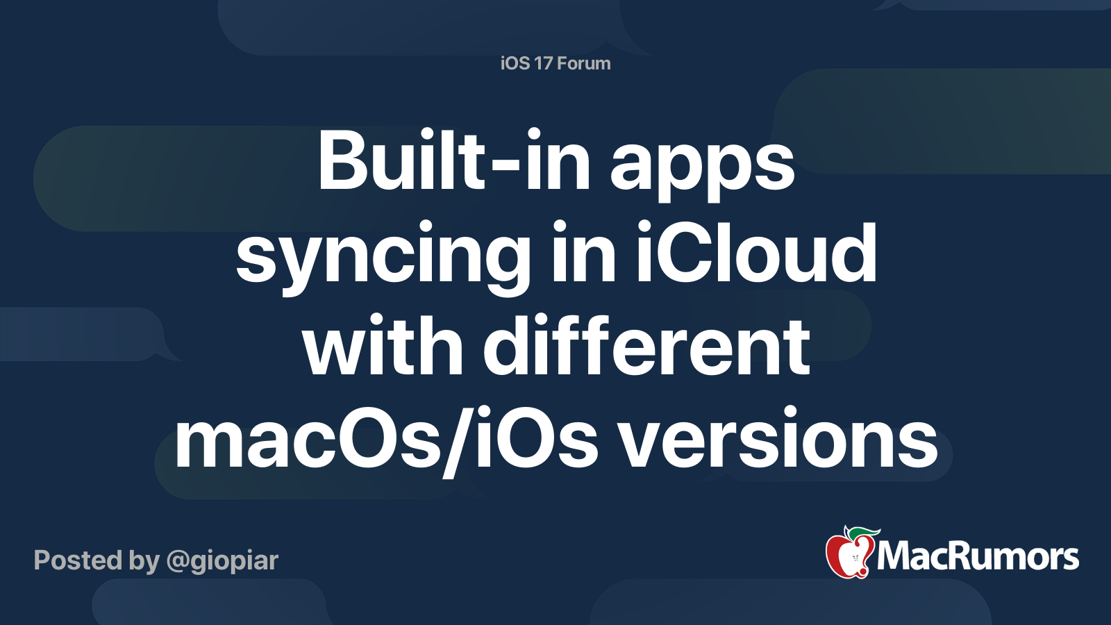 Synchronisation des applications intégrées dans iCloud avec différentes versions de MacOs/iOs