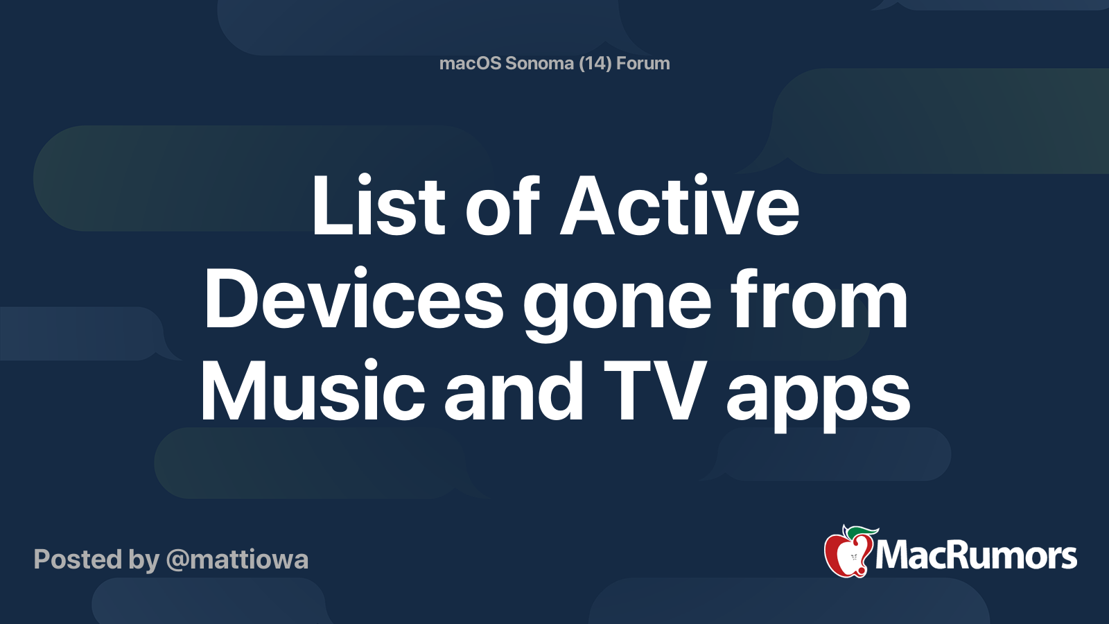 List of Active Devices gone from Music and TV apps | MacRumors Forums