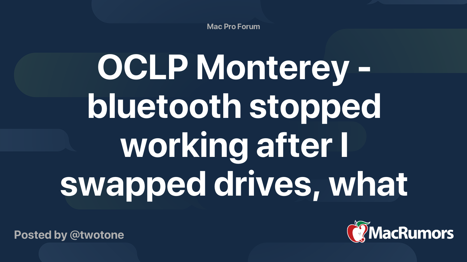 OCLP Monterey bluetooth stopped working after I swapped drives, what did I do wrong and how do