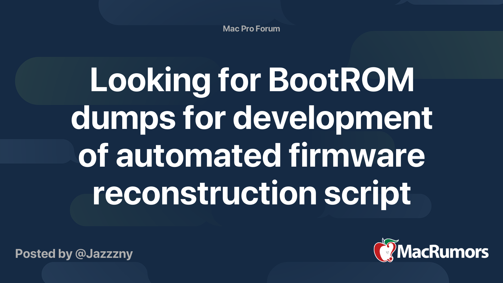 Looking for BootROM dumps for development of automated firmware ...