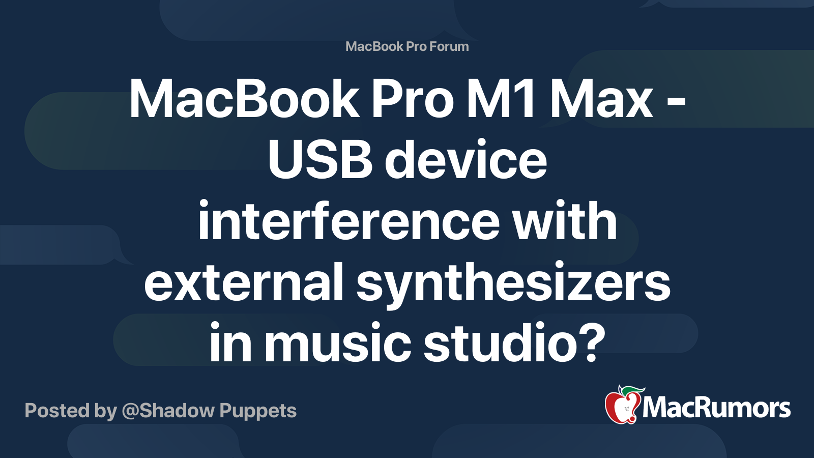 MacBook Pro M1 Max - USB device interference with external synthesizers ...
