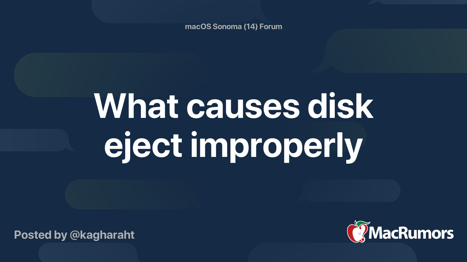 What causes disk eject improperly MacRumors Forums