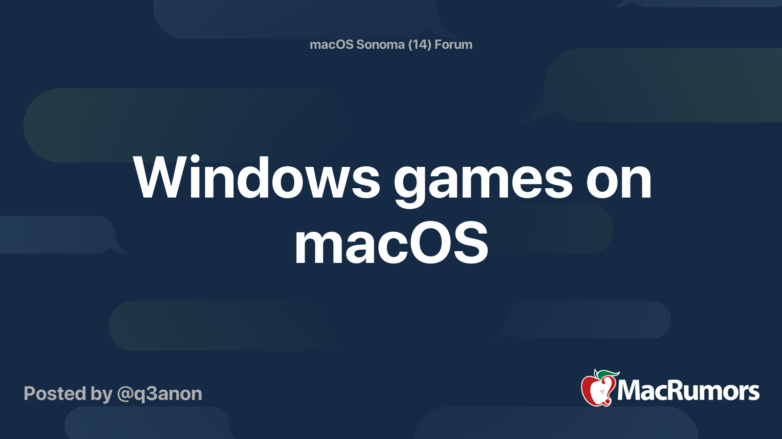 Windows games on macOS | MacRumors Forums