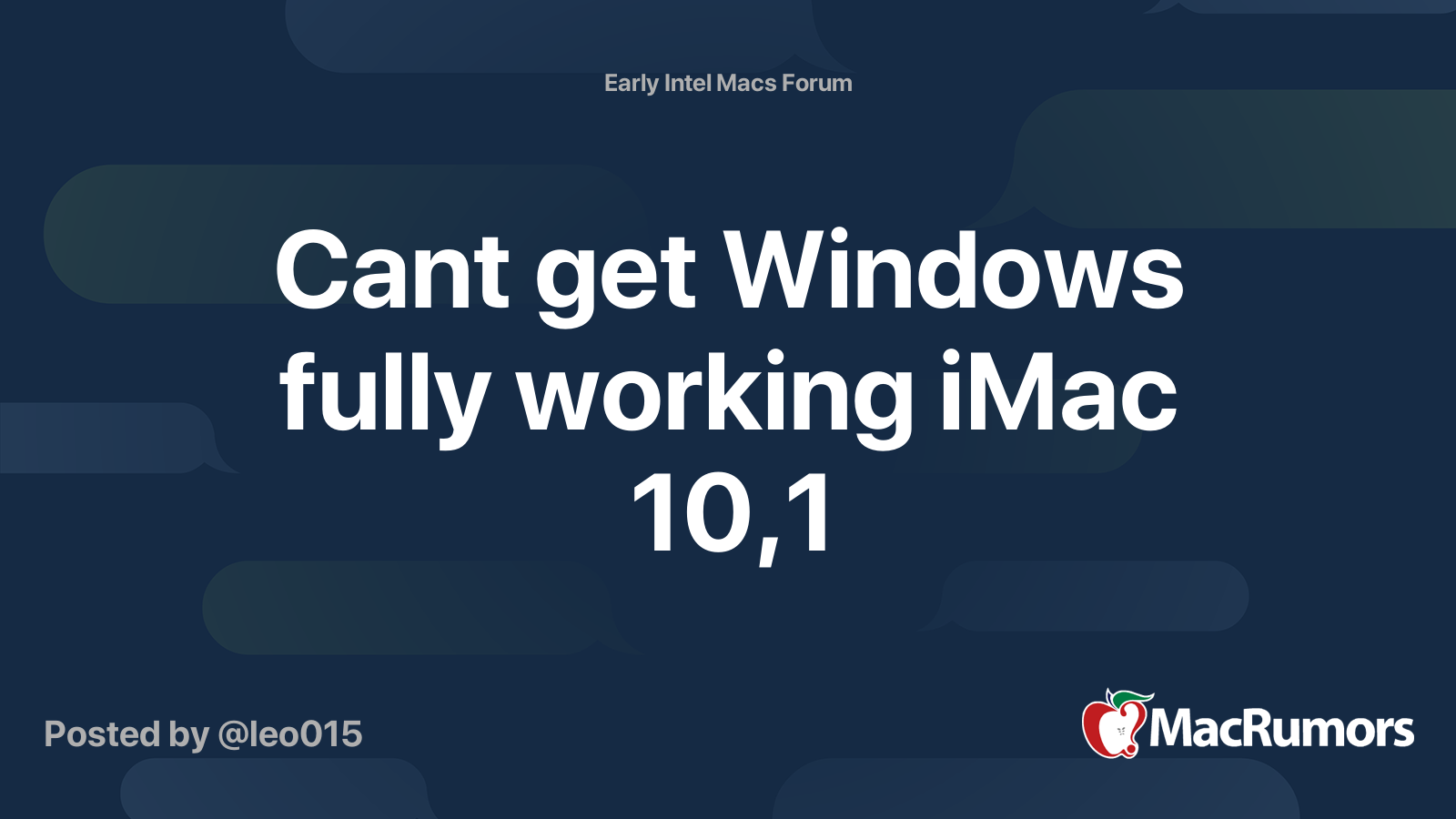 Cant get Windows fully working iMac 10,1 | MacRumors Forums