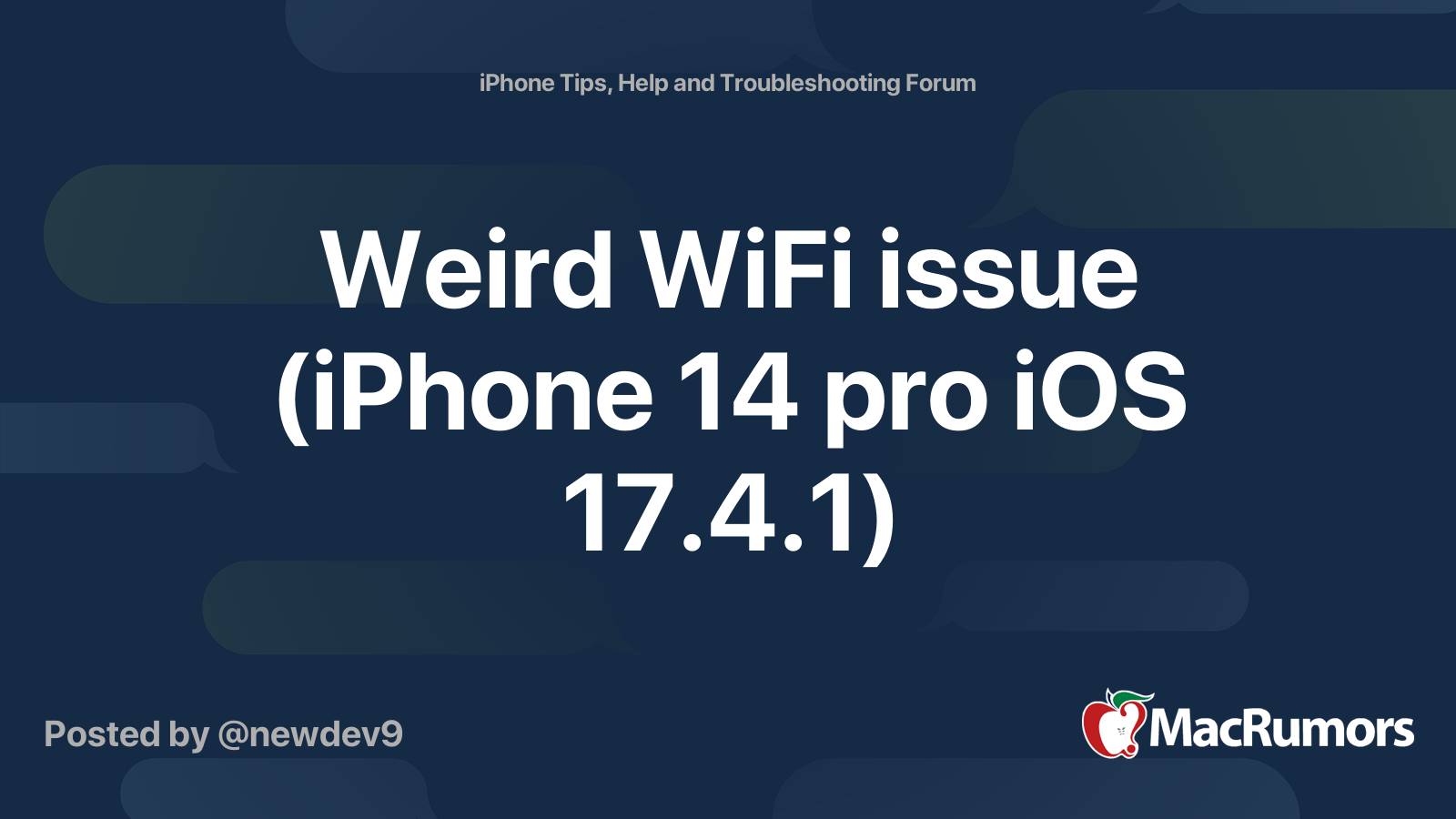 Odd WiFi drawback (Iphone 14 professional iOS 17.4.1)