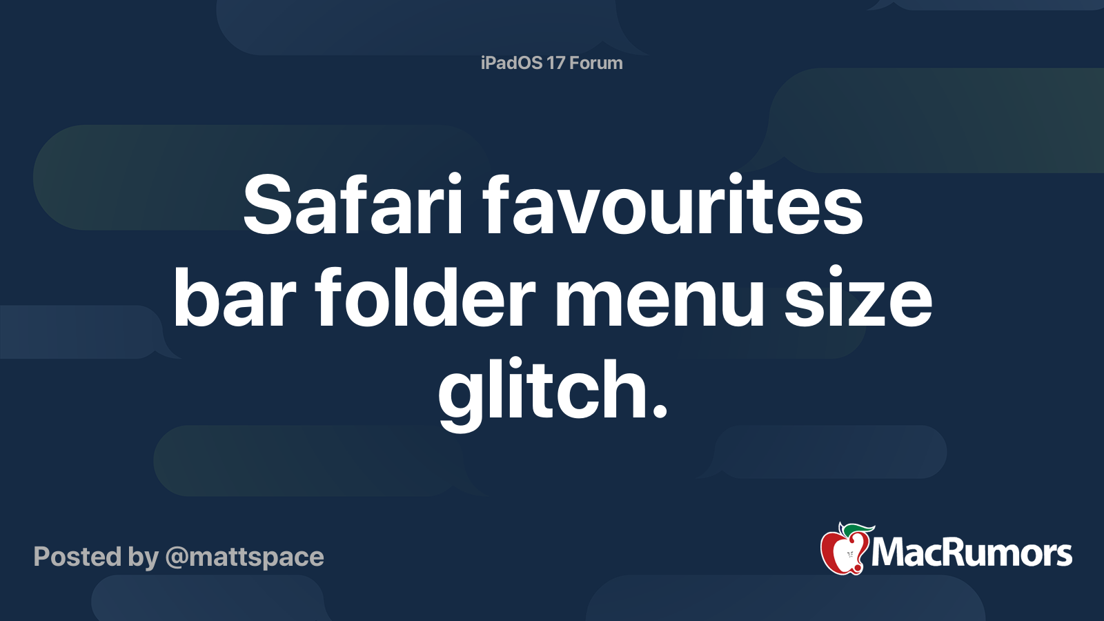 Safari favourites bar folder menu size glitch. | MacRumors Forums