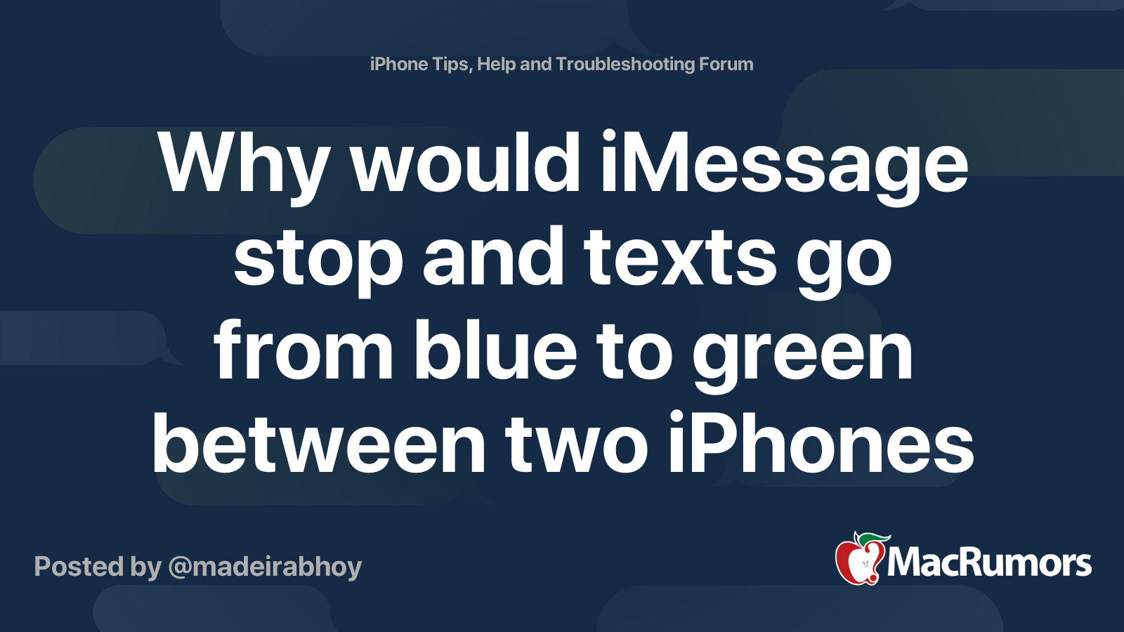 Why would iMessage stop and texts go from blue to green between two