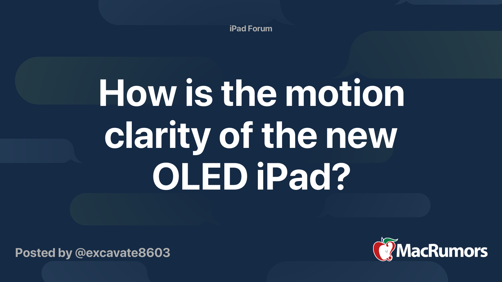 How is the motion clarity of the new OLED iPad? MacRumors Forums