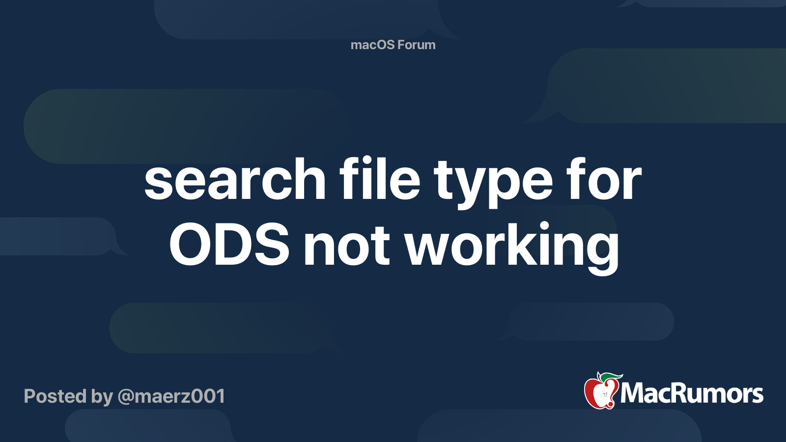 search file type for ODS not working | MacRumors Forums