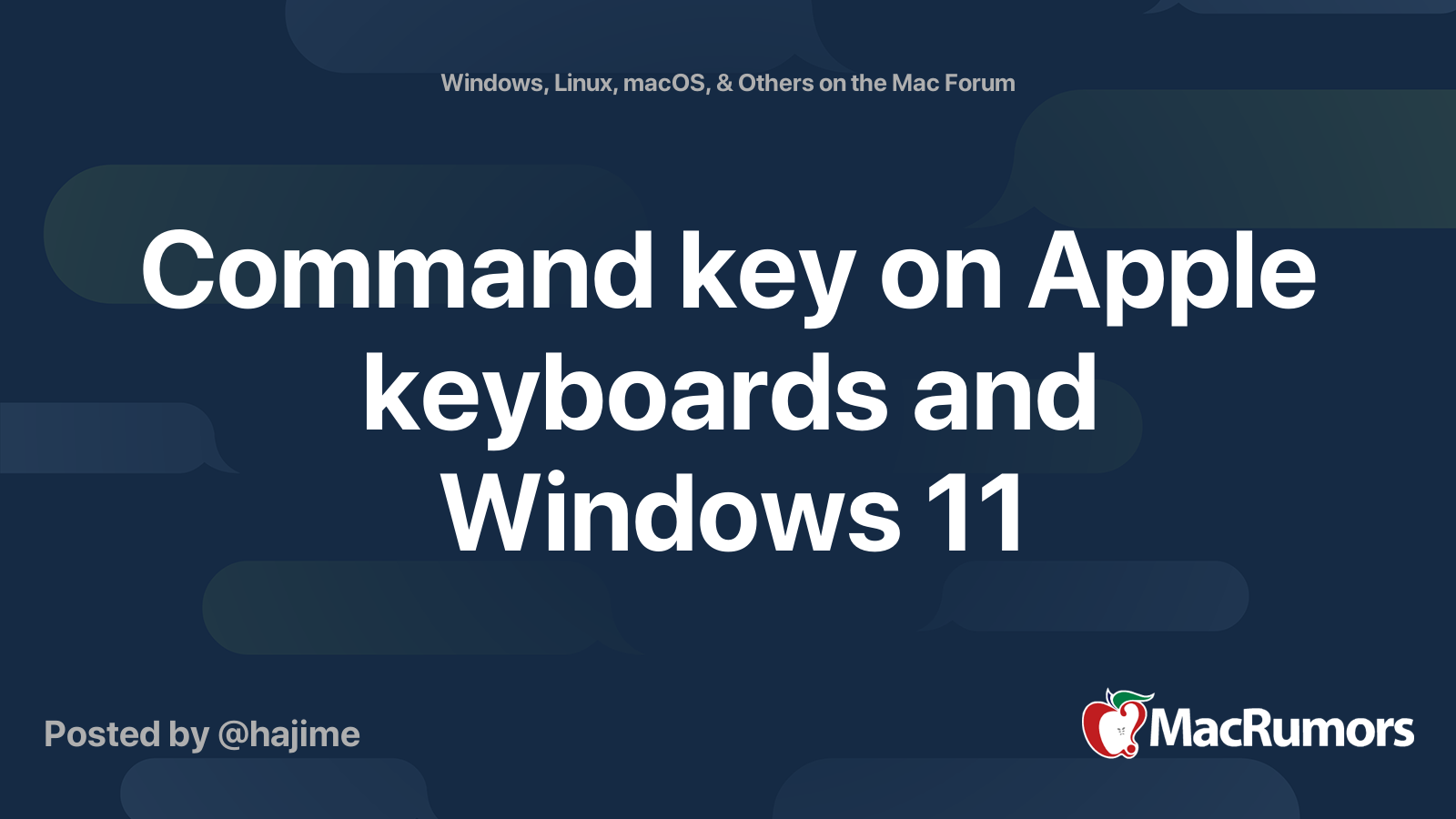 Command key on Apple keyboards and Windows 11 | MacRumors Forums