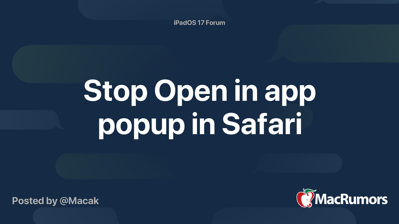 Stop Open in app popup in Safari | MacRumors Forums