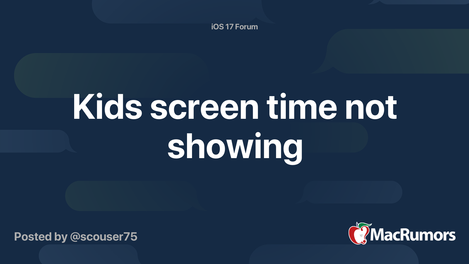 Kids screen time not showing MacRumors Forums