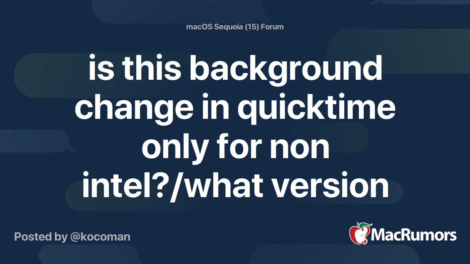 is this background change in quicktime only for non intel?/what version