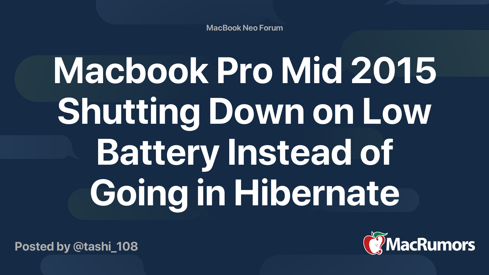 Macbook Pro Mid 2015 Shutting Down on Low Battery Instead of Going in ...