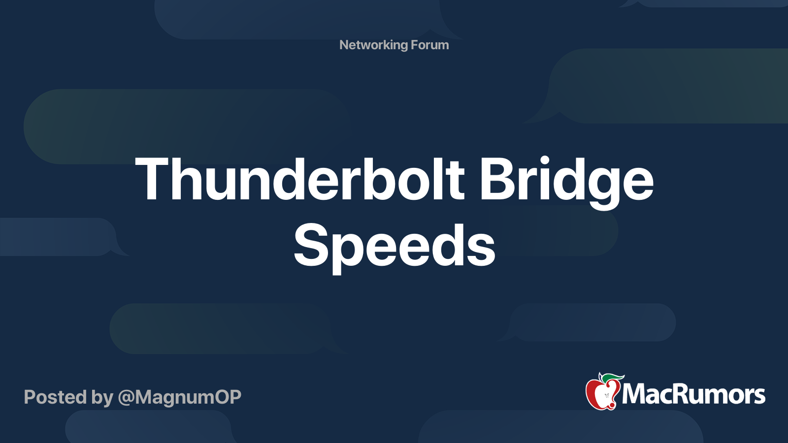 Thunderbolt Bridge Speeds MacRumors Forums
