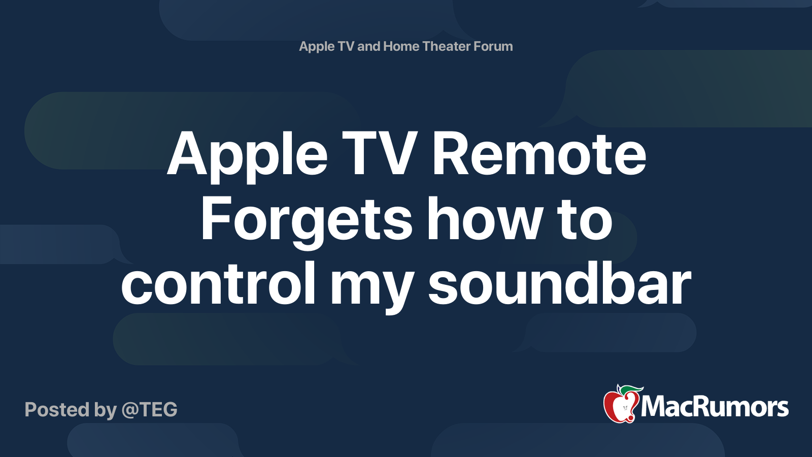 Apple TV Remote how to control my soundbar MacRumors Forums