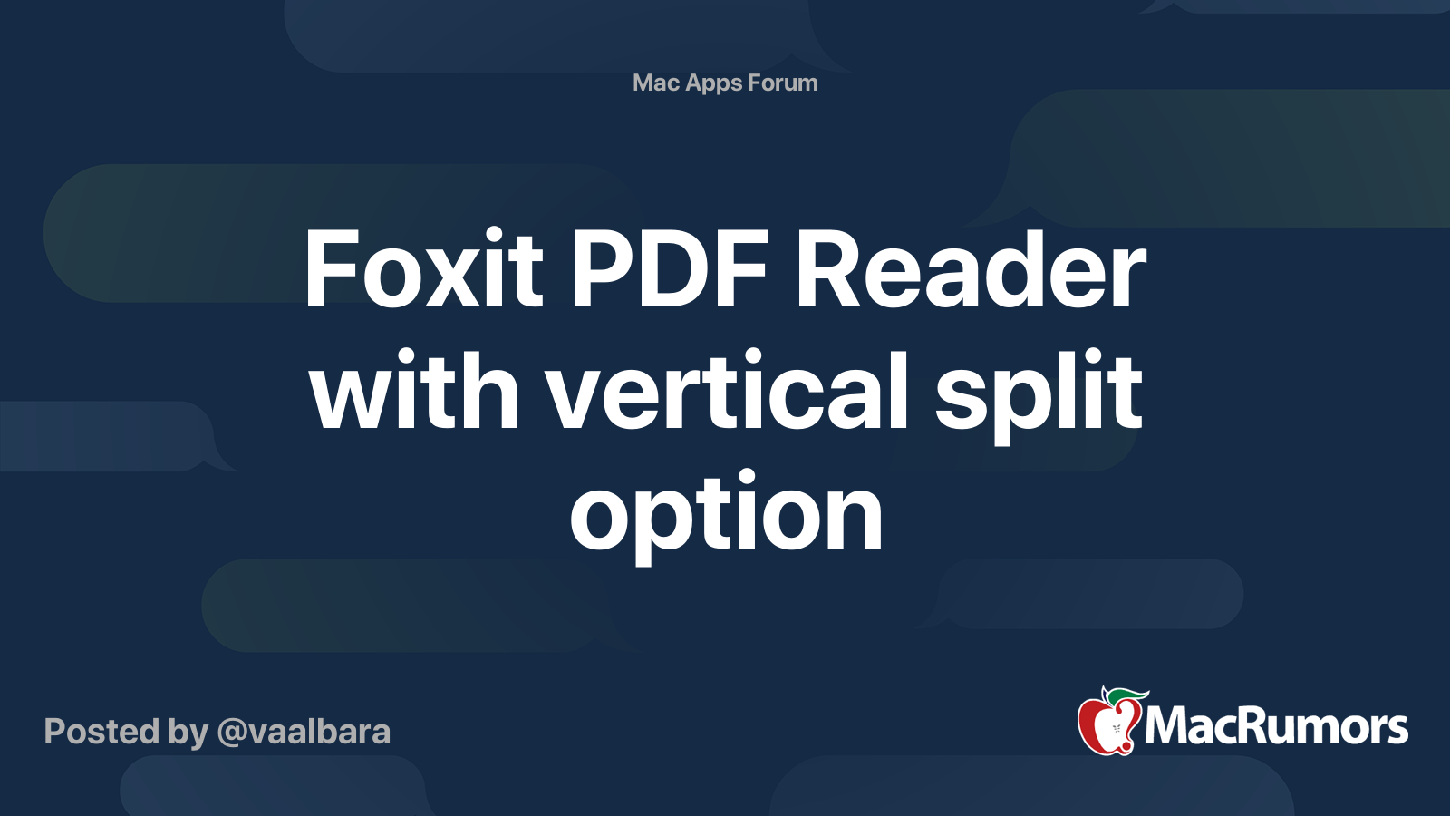 Foxit PDF Reader with vertical split option | MacRumors Forums