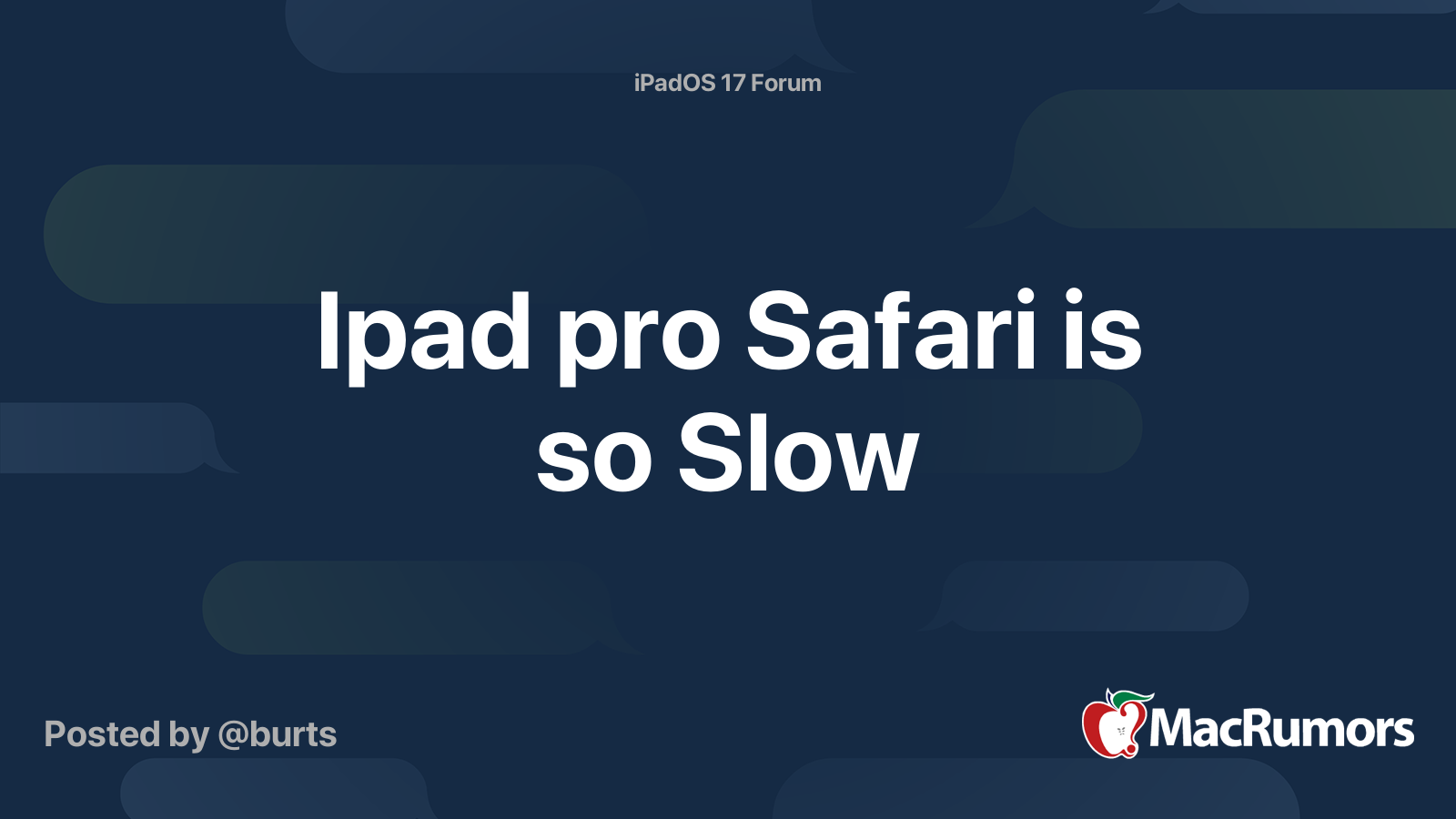 Ipad pro Safari is so Slow | MacRumors Forums