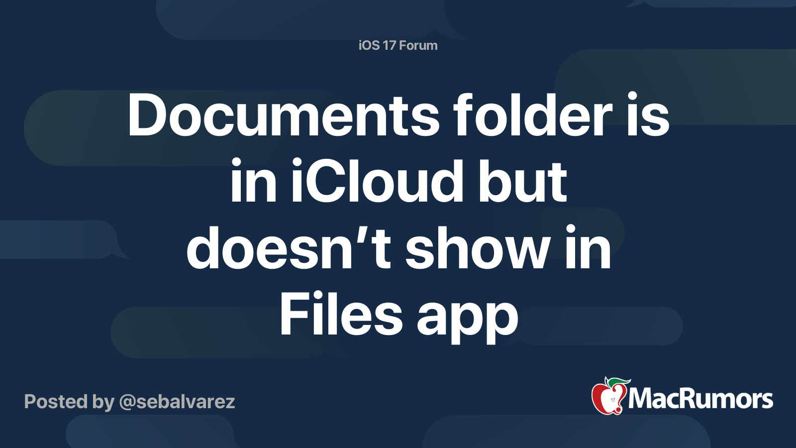 Documents folder is in iCloud but doesn’t show in Files app | MacRumors ...