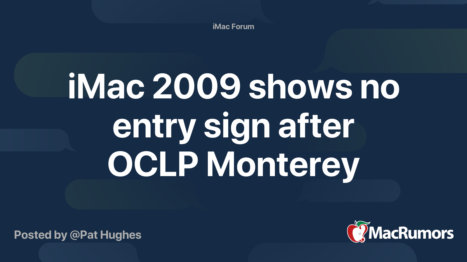 iMac 2009 shows no entry sign after OCLP Monterey MacRumors Forums