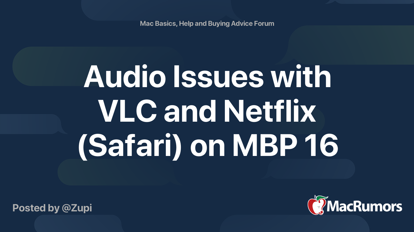 MBP 16 の VLC と Netflix (Safari) のオーディオの問題