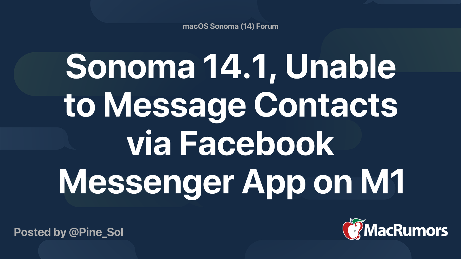 Sonoma 14.1, impossible d’envoyer des messages aux contacts via l’application Facebook Messenger sur M1 MBP