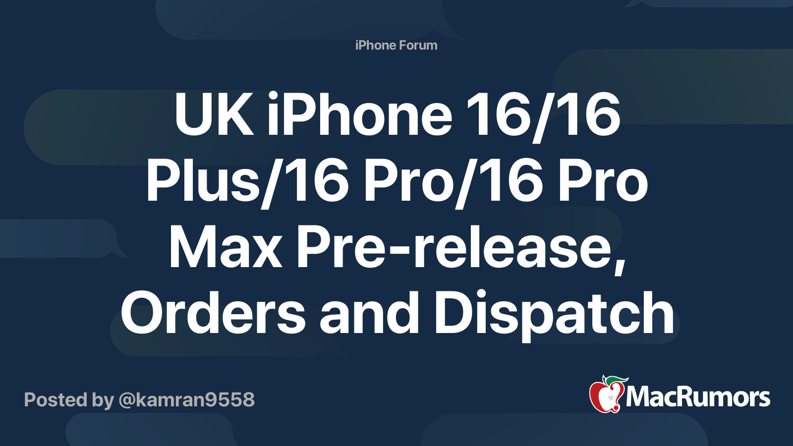 Image for UK iPhone 16/16 Plus/16 Pro/16 Pro Max Pre-release, Orders and Dispatch Thread