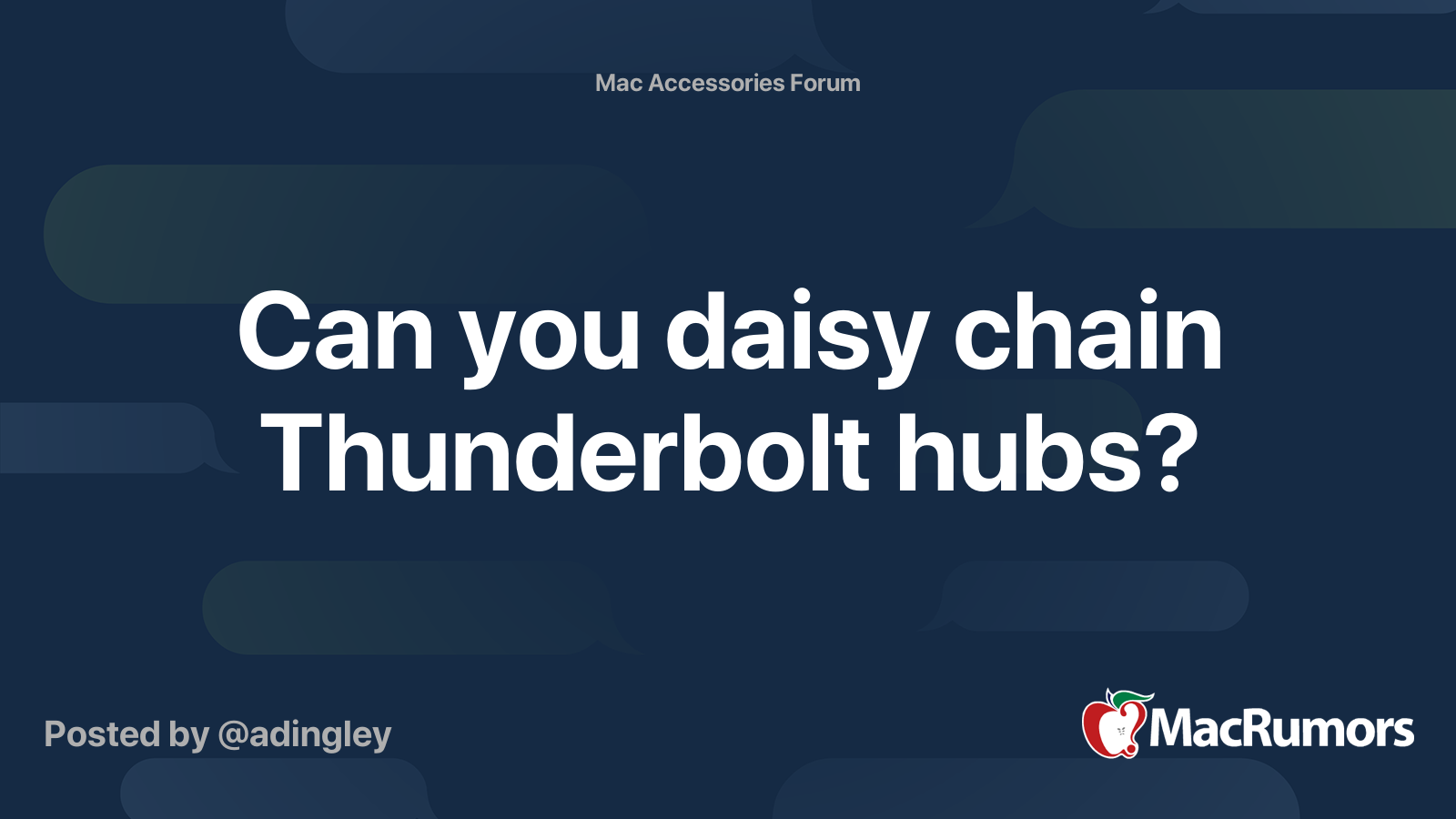 Can you daisy chain Thunderbolt hubs? MacRumors Forums