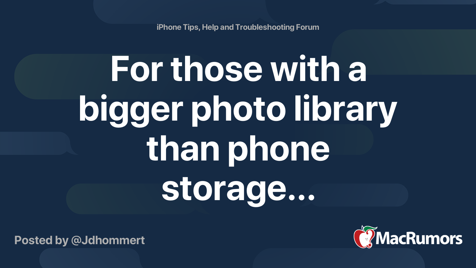 For those with a bigger photo library than phone storage... | MacRumors ...