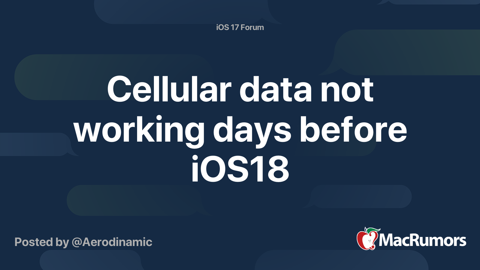Cellular data not working days before iOS18 MacRumors Forums