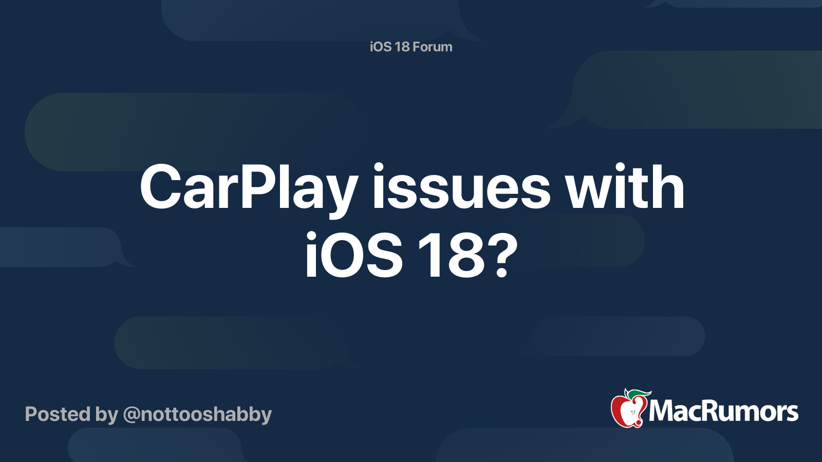 CarPlay issues with iOS 18? | MacRumors Forums