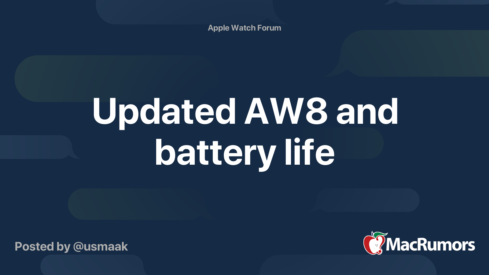 Updated AW8 and battery life | MacRumors Forums