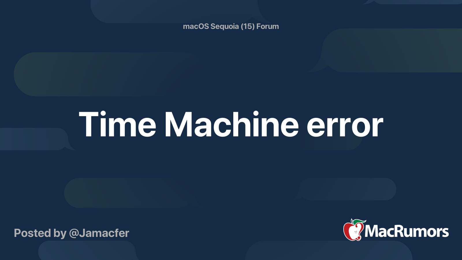 Time Machine error | MacRumors Forums