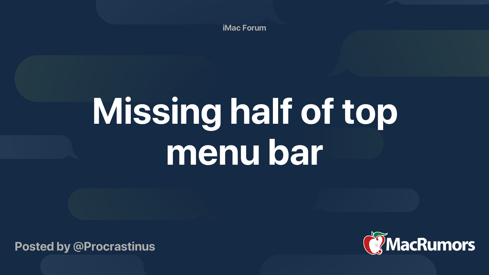 Missing half of top menu bar MacRumors Forums