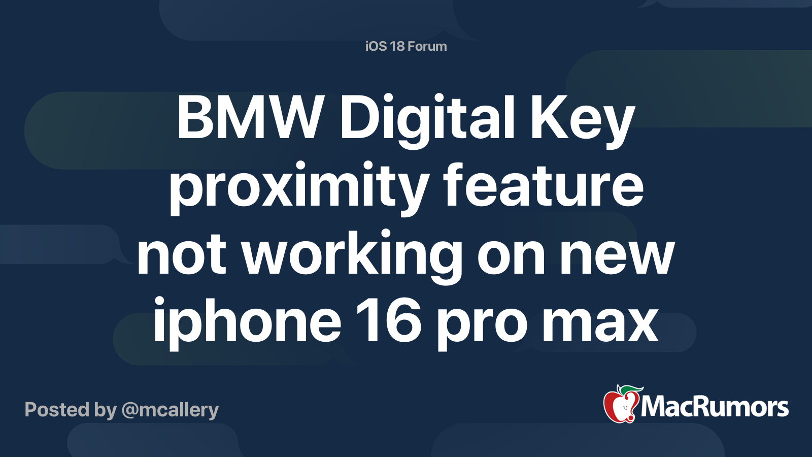 BMW Digital Key proximity feature not working on new iphone 16 pro max