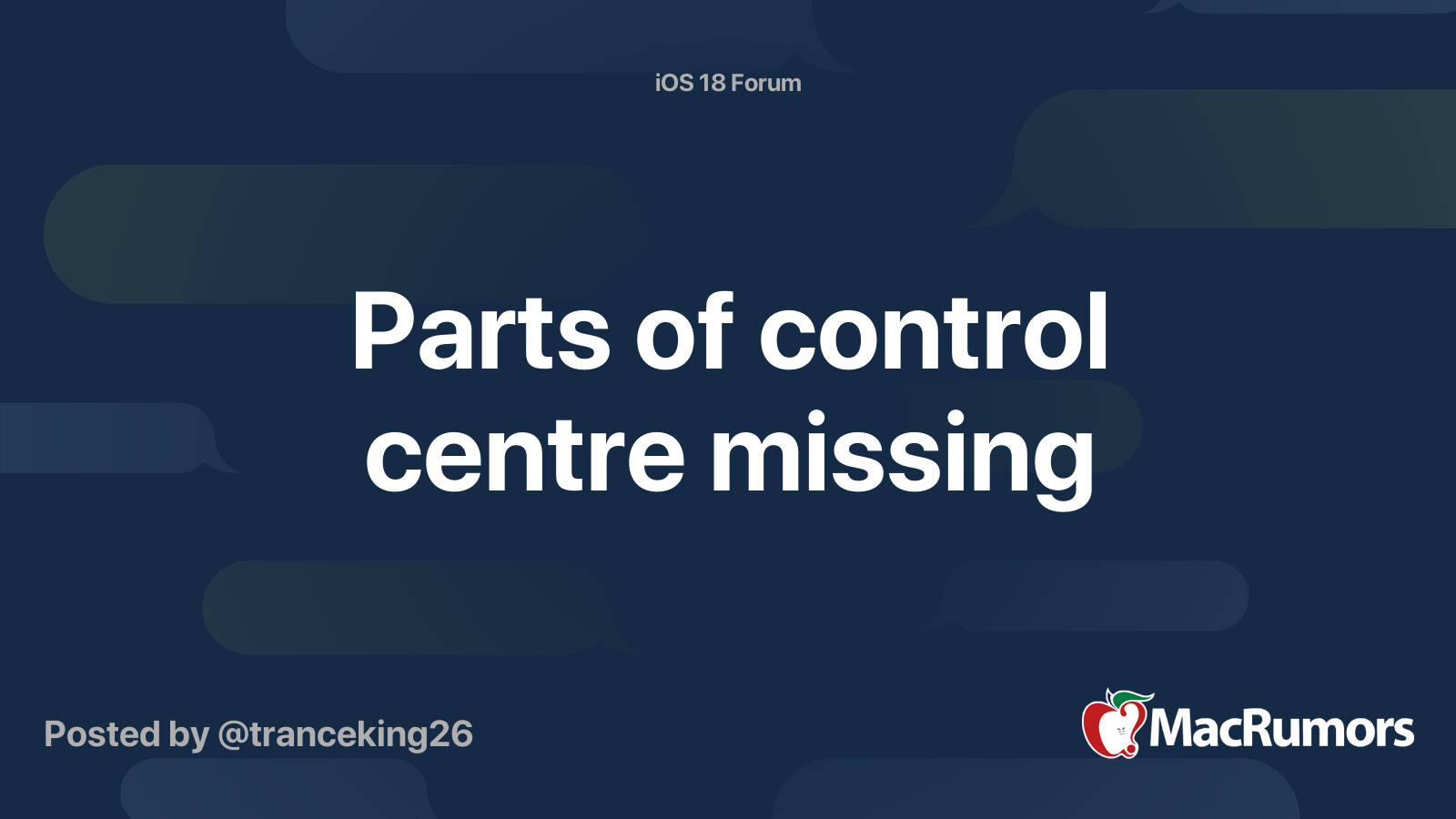 Parts of control centre missing | MacRumors Forums