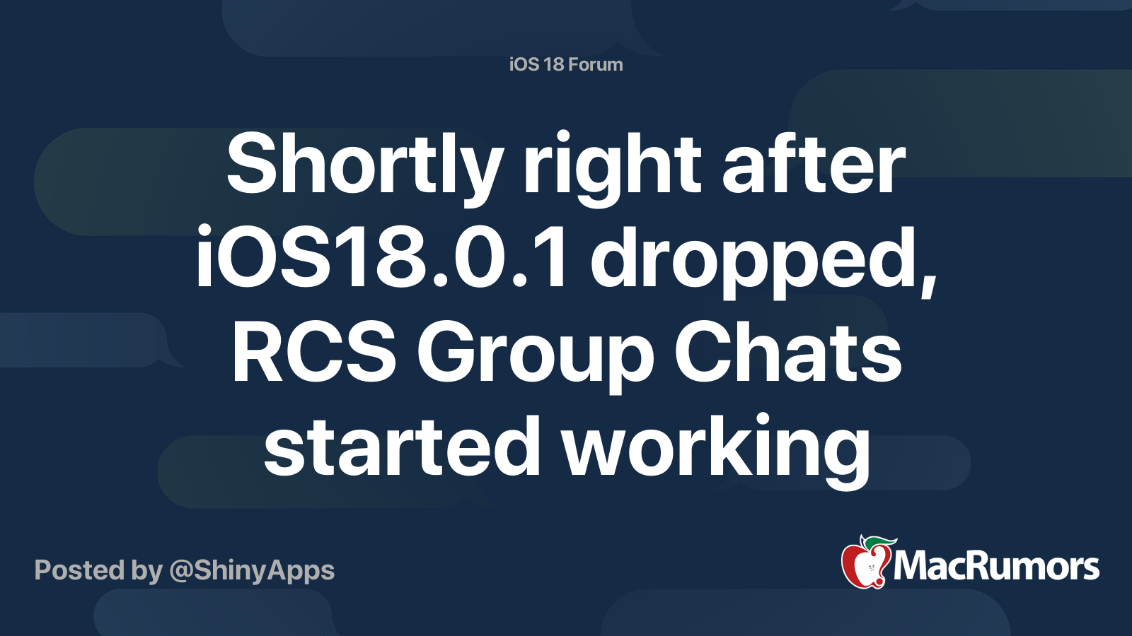 Shortly right after iOS18.0.1 dropped, RCS Group Chats started working