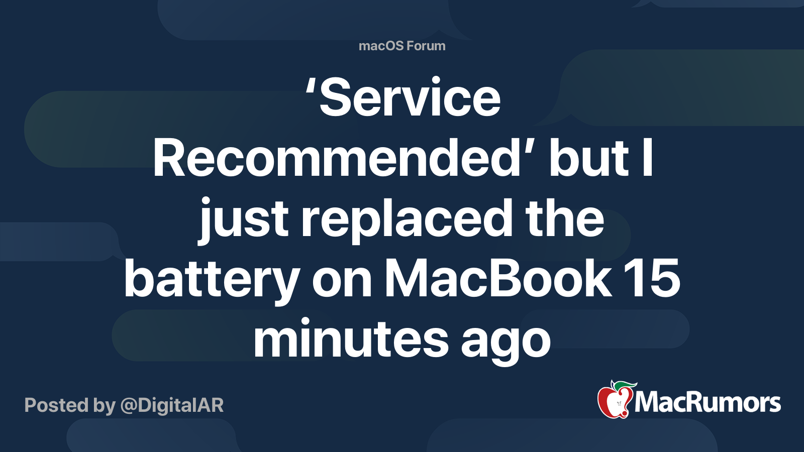 ‘Service Recommended’ but I just replaced the battery on MacBook 15 ...