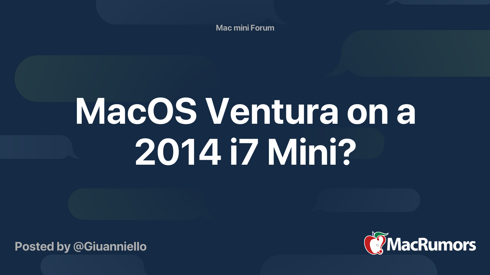 MacOS Ventura on a 2014 i7 Mini? | MacRumors Forums