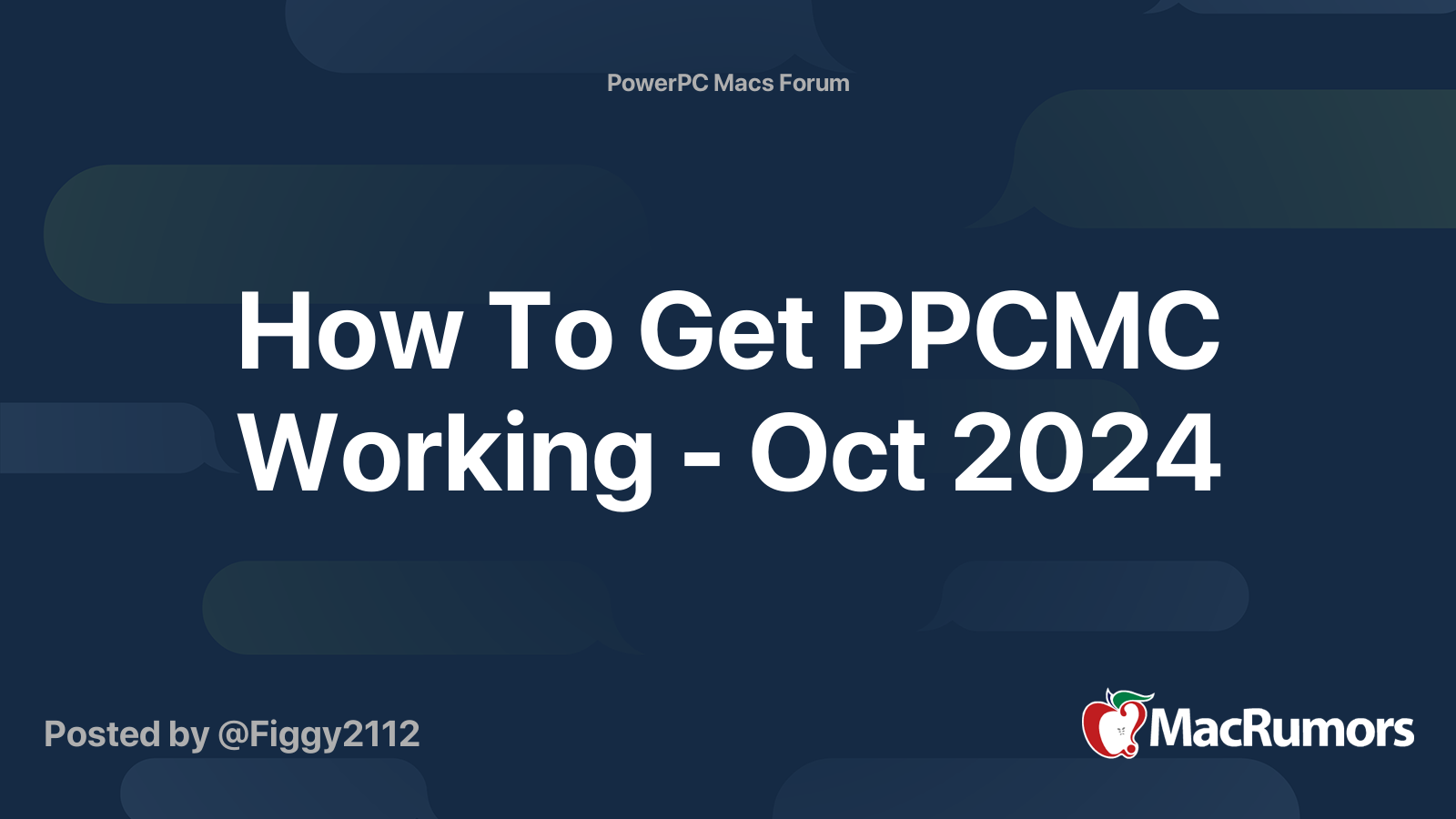 How To Get PPCMC Working Oct 2024 MacRumors Forums
