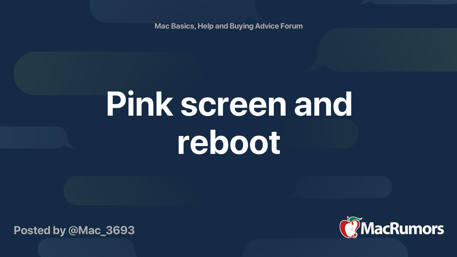 Pink screen and reboot MacRumors Forums