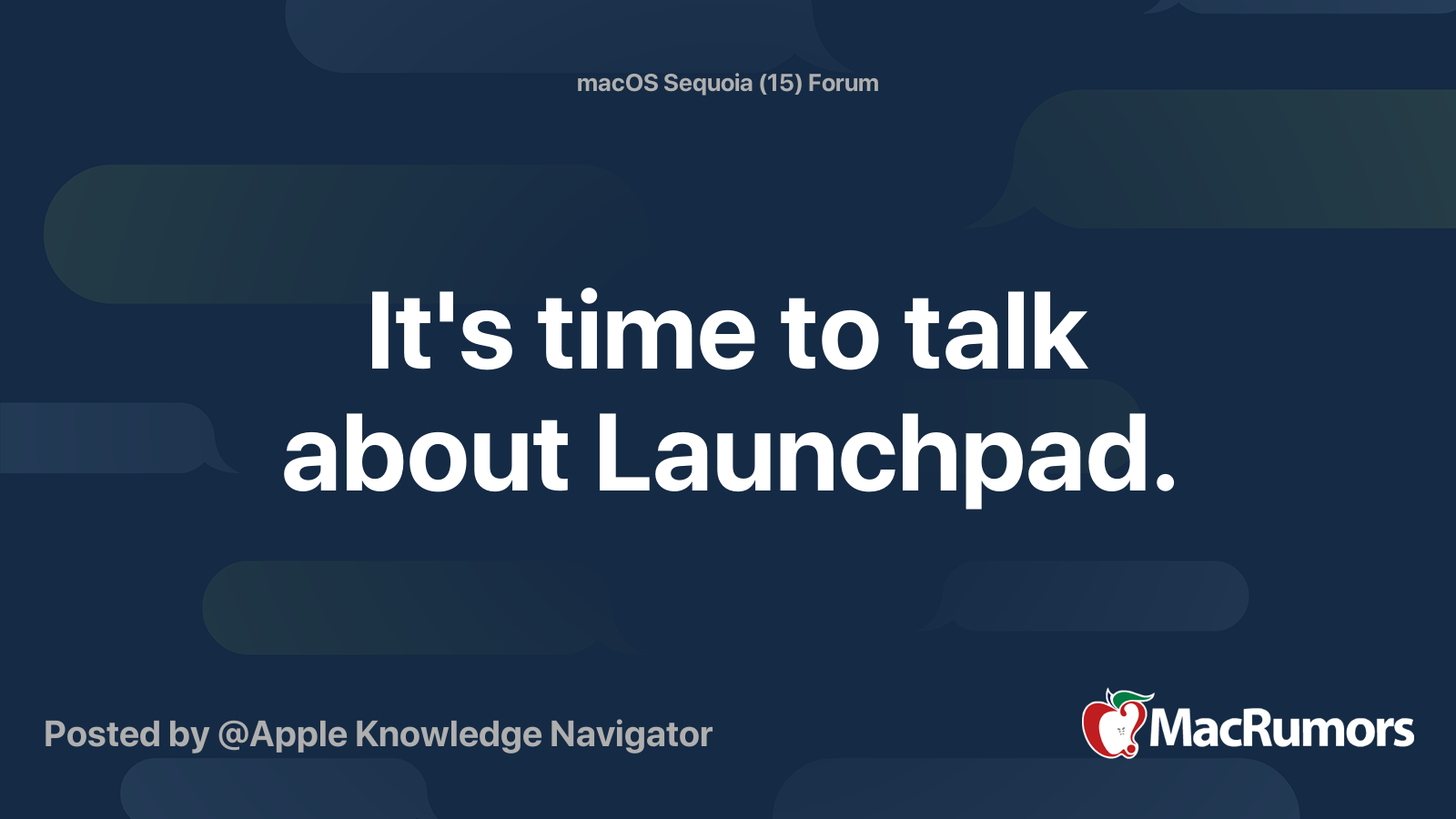 It's time to talk about Launchpad. | MacRumors Forums