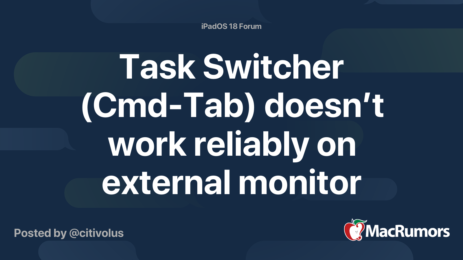 Task Switcher (Cmd-Tab) doesn’t work reliably on external monitor ...