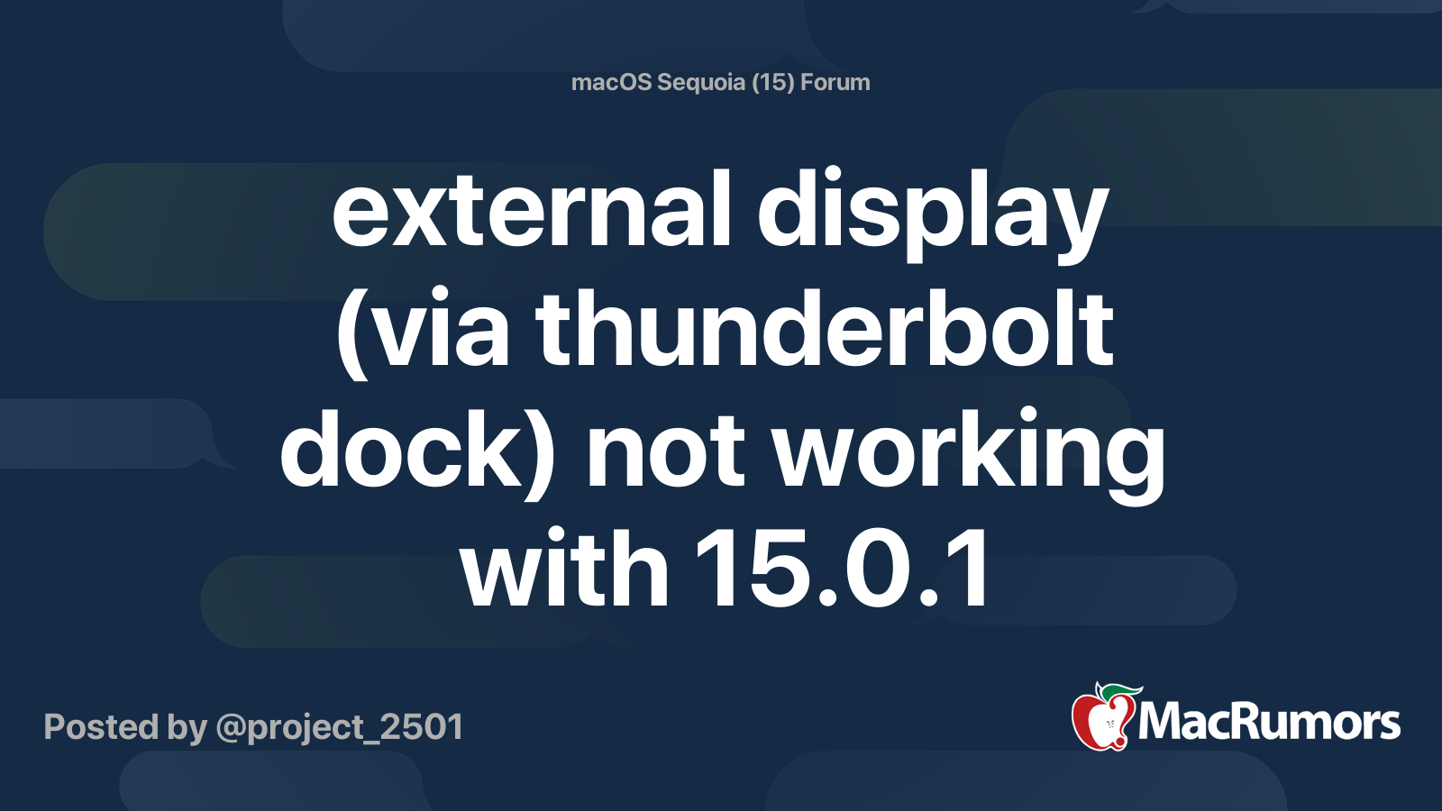 external display (via thunderbolt dock) not working with 15.0.1