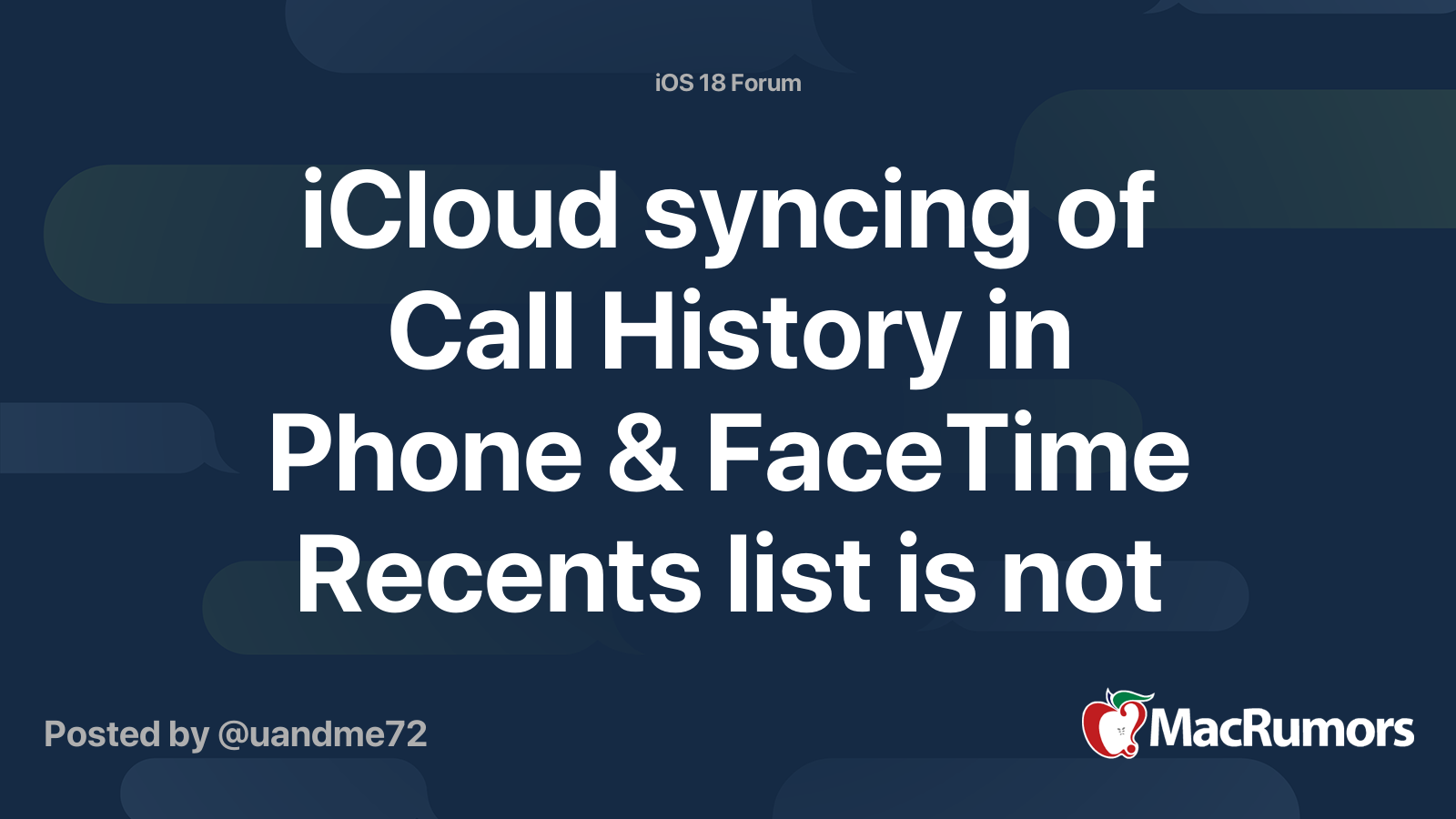 La synchronisation iCloud de l’historique des appels dans la liste des appels récents du téléphone et de FaceTime ne fonctionne pas. L’appel s’affiche dans les appels récents uniquement lorsqu’il est réellement reçu sur les appareils.