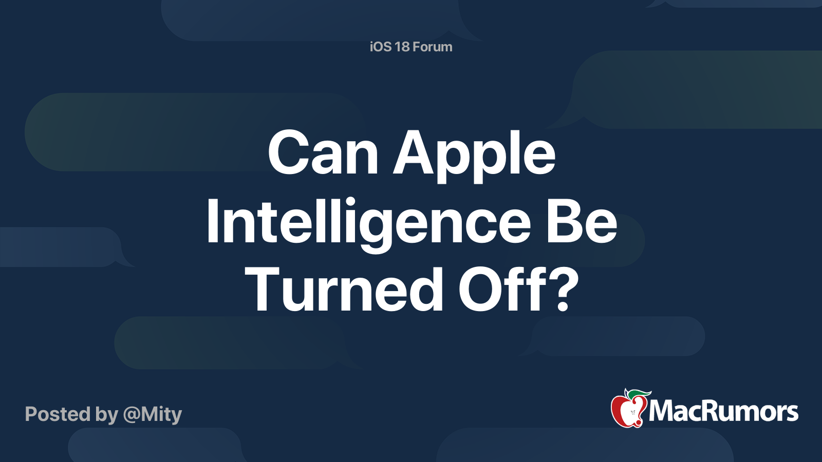 Can Apple Intelligence Be Turned Off? | MacRumors Forums
