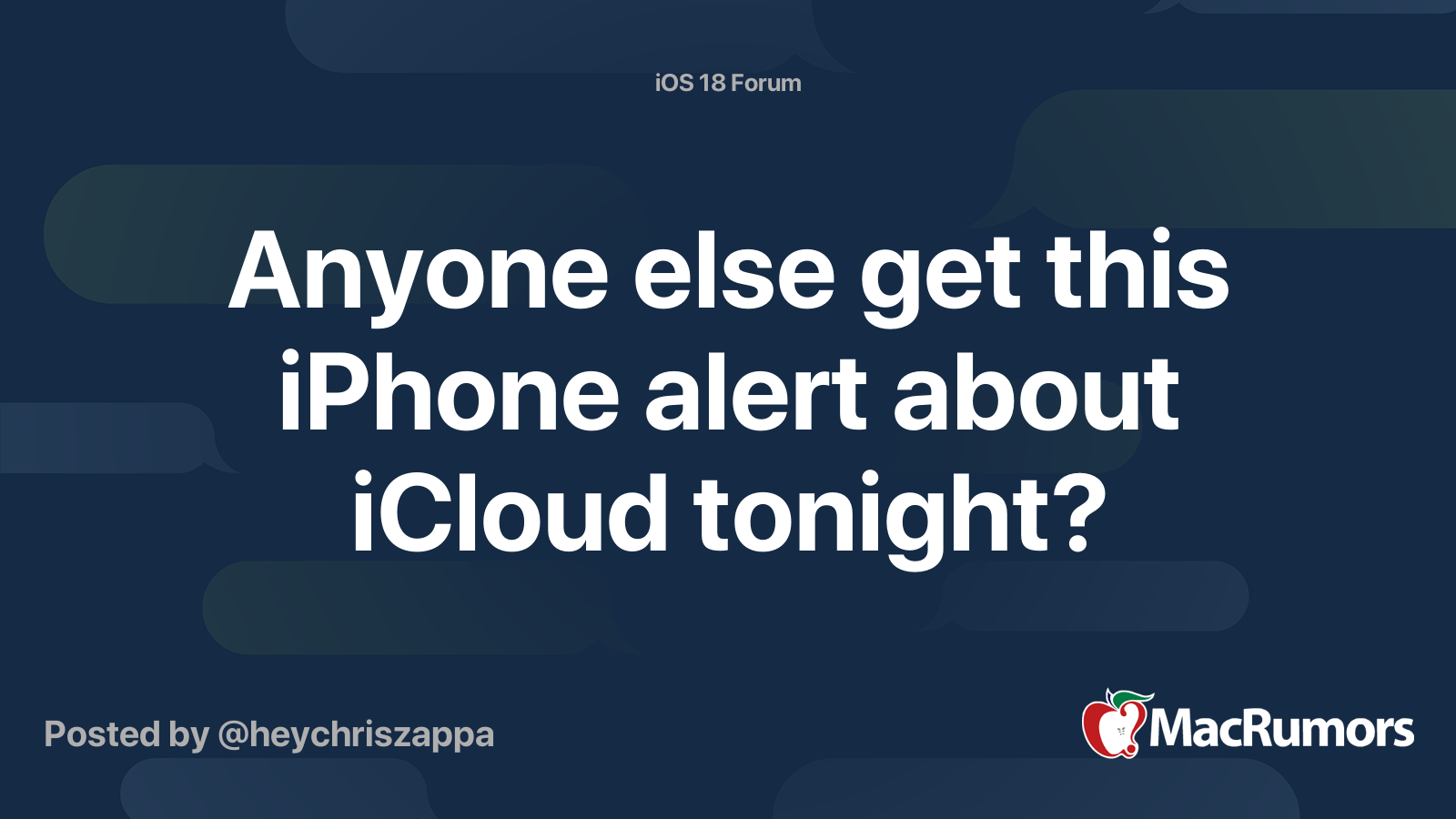 Anyone else get this iPhone alert about iCloud tonight 